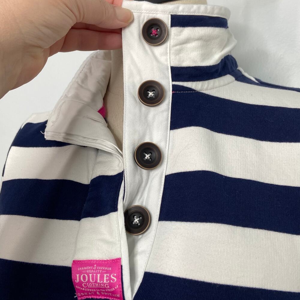 Joules Saunton Striped Funnel Neck Sweatshirt Navy White Nautical Preppy Size XS - Picture 3 of 10